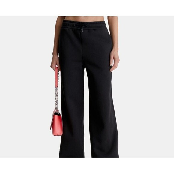 Calvin Klein Womens Sweatpants High Rise Drawstring Lounge Pant Casual Black XXL - Picture 1 of 4